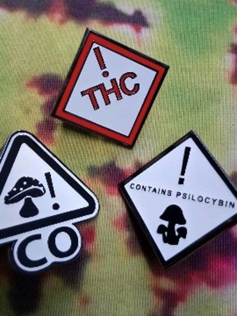 THC & Psilocybin Enamel Pin Set Colorado Version Full Glow
